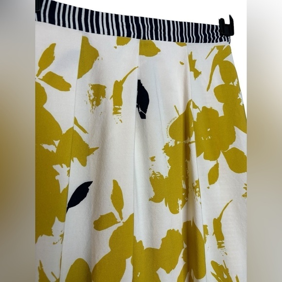Monika Varga Milano Mustard and Blue Floral Midi Skirt Size 40 US 4 - Picture 2 of 10